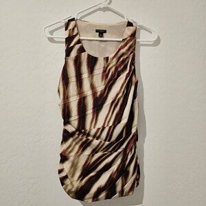 Women's Ann Taylor‎ Ruched Top Print Sleeveless Blouse Size 0